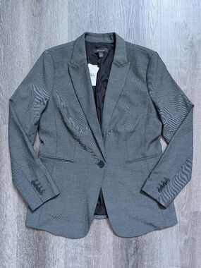Ann Taylor Blazer Size 10 Gray One Button Career Jacket NWT Tailored Womens